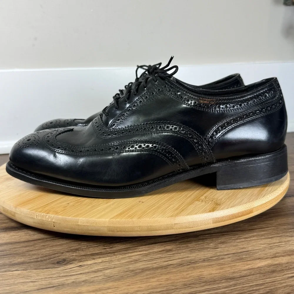 Florsheim Wingtip Oxford Mens 9 3E Black Leather Brogue 17066-0 Dapper Timeless